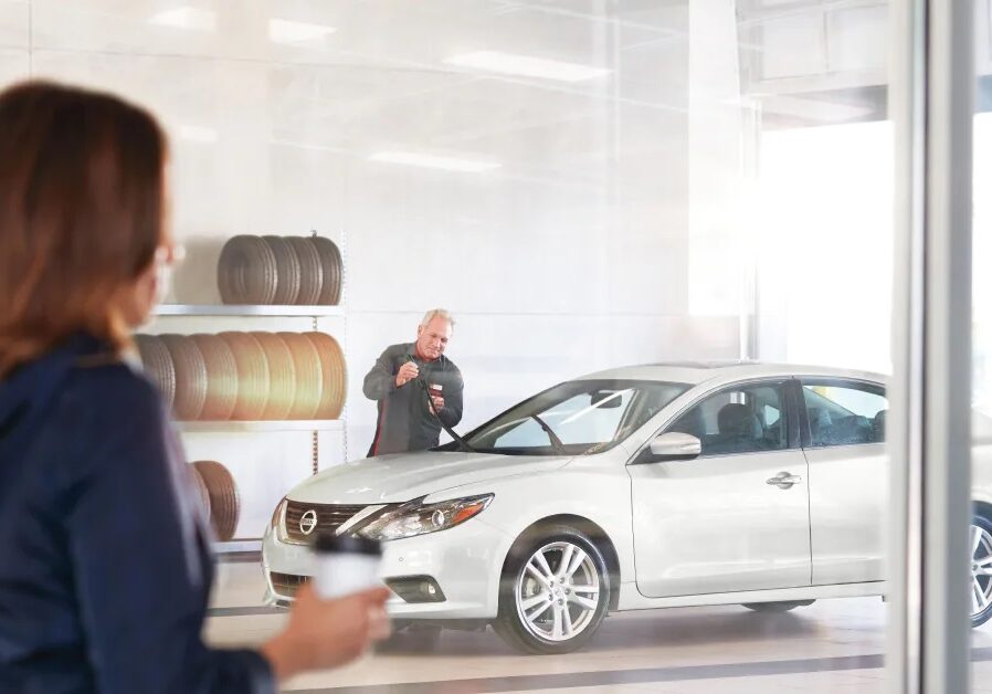 woman waiting for car